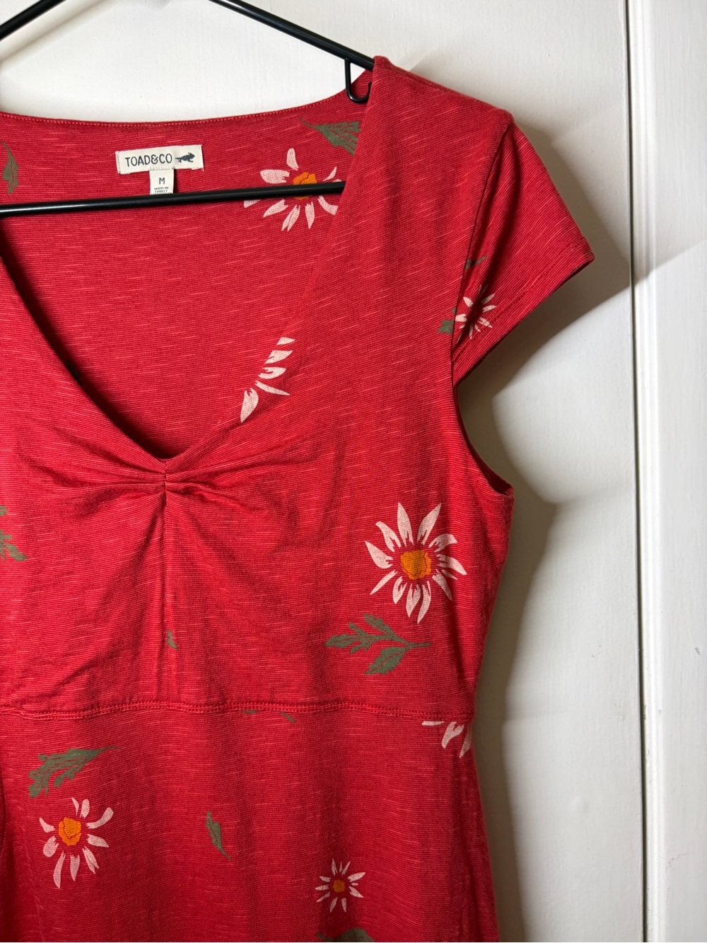 Toad & Co Rosemarie Cap Sleeve Red Floral A Line Mini Dress Size Medium - Picture 4 of 15